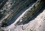 Photograph by Paul Heller of deepwater fan lobes outcropping in the Great Valley of California.